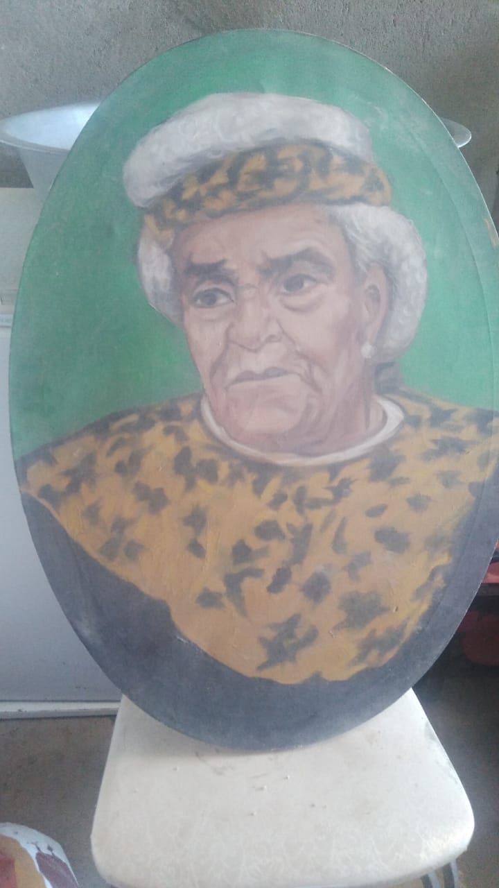 Painting of the late Dr Ruth Segomotsi Mompati done by Tsietsi Matubako